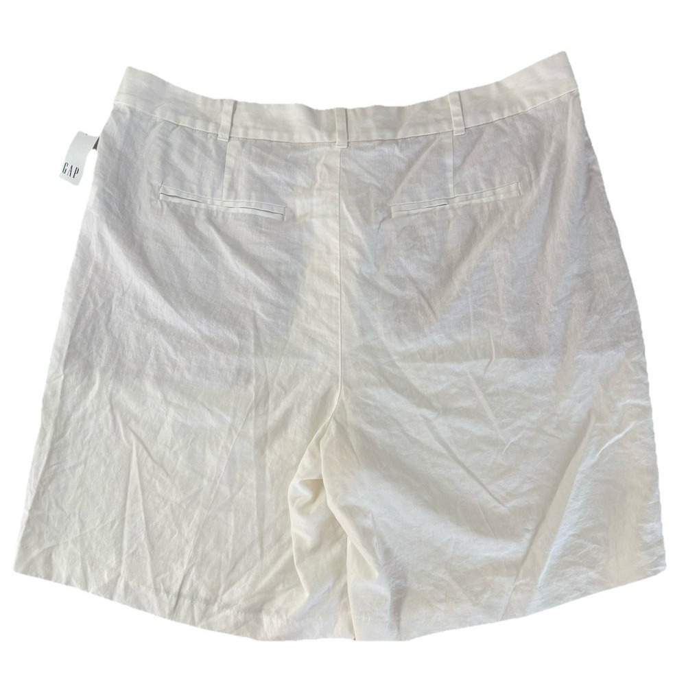 NWT Gap 365 Low Rise Linen Blend Trouser Shorts White Size 18, 9" Inseam 780784 - Picture 2 of 13